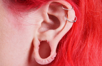woman with stretched earlobe
