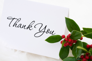 Holiday thank you card